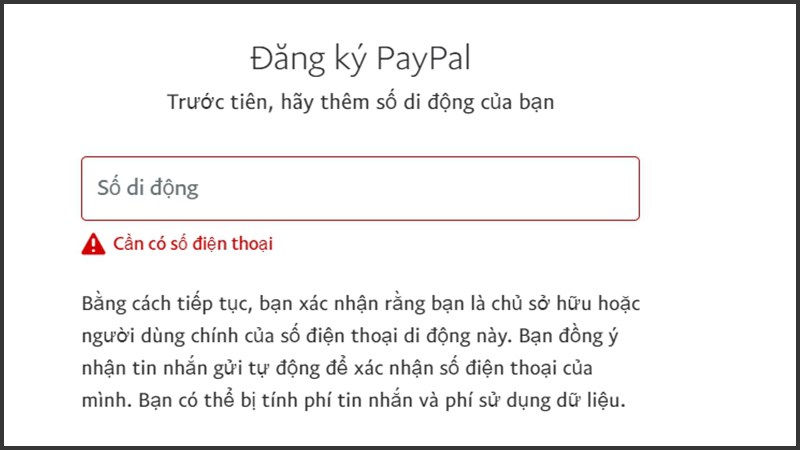 Nhập số điện thoại của bạn vào