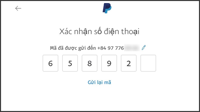Bước 5: Sau khi nhập xong số điện thoại, hệ thống sẽ gửi mã xác nhận, bạn nhập đúng 6 số của mã được hệ thống gửi là được.